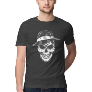 skullhat smiling round neck tshirt